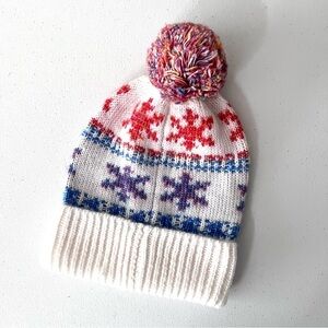 Colorful Old Navy Beanie with‎ Multicolor PomPom New with Tags Snowflake Cozy
